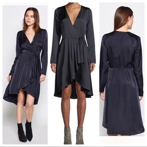 Joie Navy Wrap High Low Dress M $378 NWT